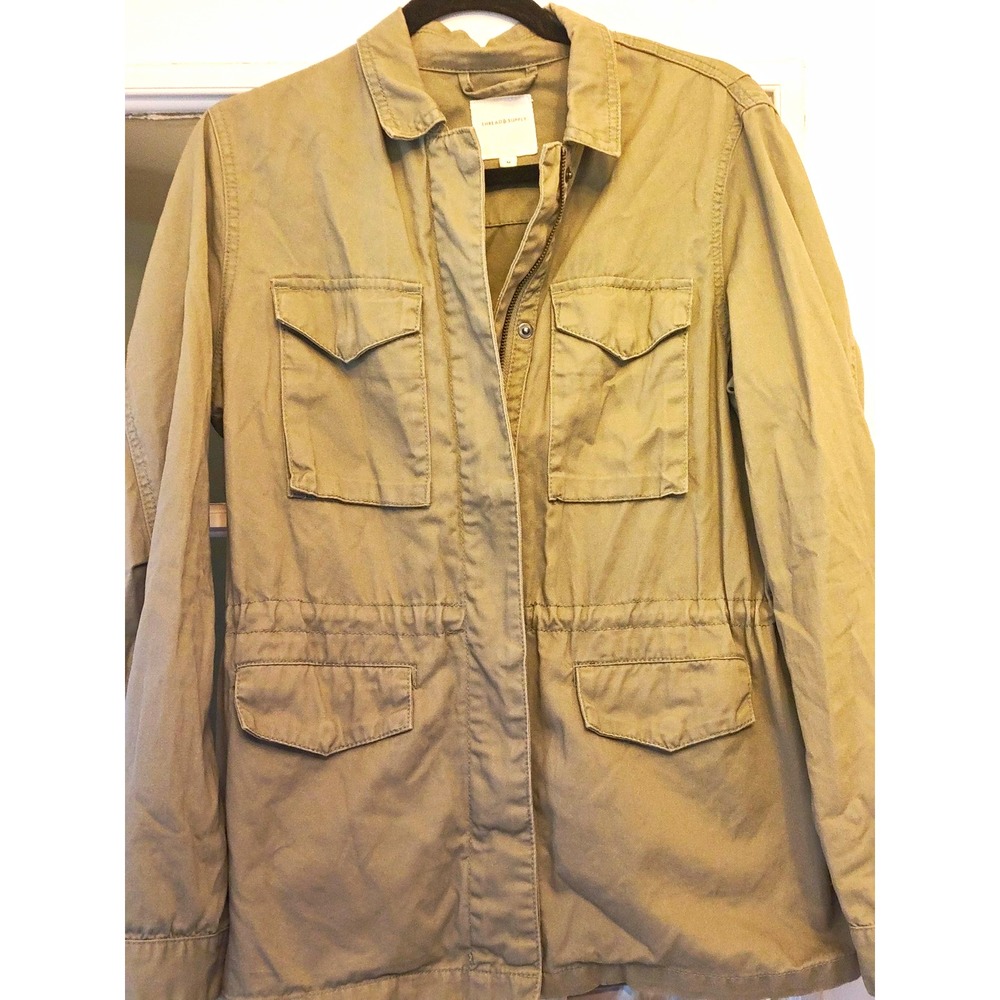 Thread & Supply Womens M Olive Green Cotton Utility Field Jacket 4 Pocket Cargo